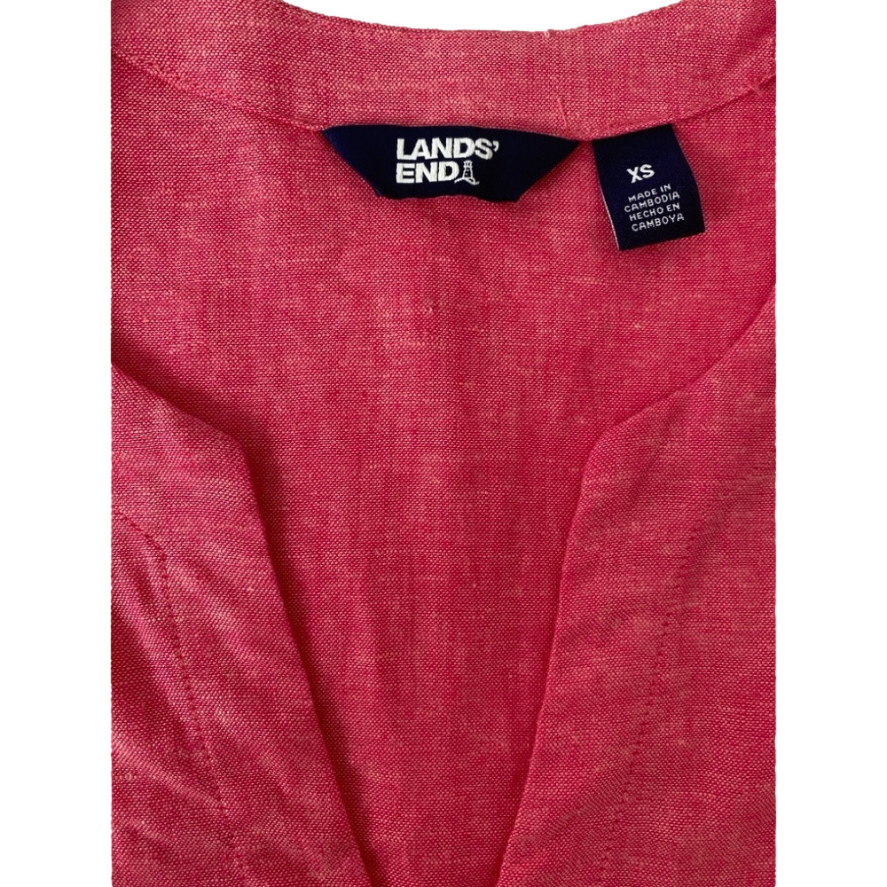 Lands' End Vibrant Pink Linen Blend Blouse, Size XS